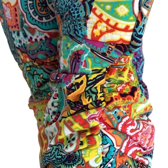 Bleu Rod Beattie Paisley Halter High Neck Swimsuit Multicolored Size 8 - Picture 4 of 14